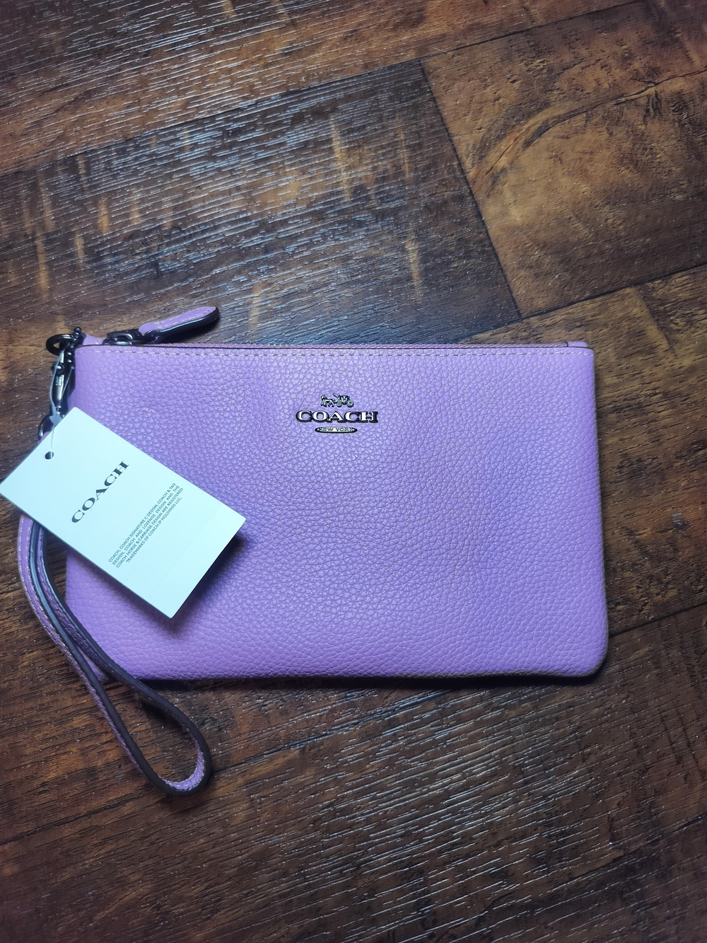 Coach Violet Orchid Pebble Leather Wristlet NWT